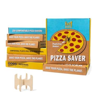 Imagem de HAY! STRAWS Protetor de pizza de bambu compostável – 2000 unidades | Espaçador de caixa de pizza ecológico e sem plástico | Suporte de pizza natural biodegradável para entrega | 3,8 cm A x 4,6 cm L