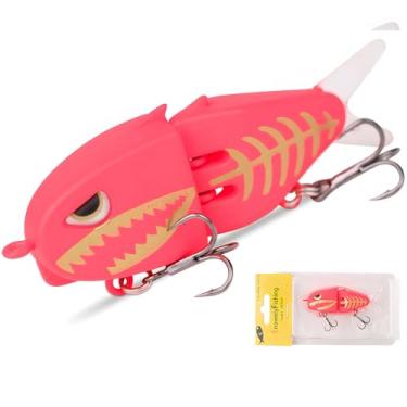 Imagem de Iscas deslizantes lisas – Mini iscas de pesca para pesca de robalo, água doce e salgada, isca de natação realista com ganchos duplos, para truta, tipo de peixe, Walleye, salmão (vermelho)