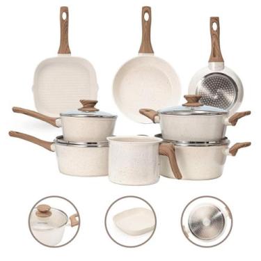 Imagem de Jogo de Panelas 8 Peças Premium 4mm Indução Revestimento Cerâmico - Mi