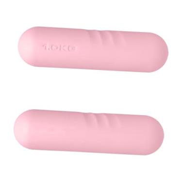 Imagem de Fenteer Conjunto de halteres com 2 peças, barra de peso, silicone, ferro fundido, pesos de mão para treino, crianças e adultos, para corrida, pilates e dança, Rosa