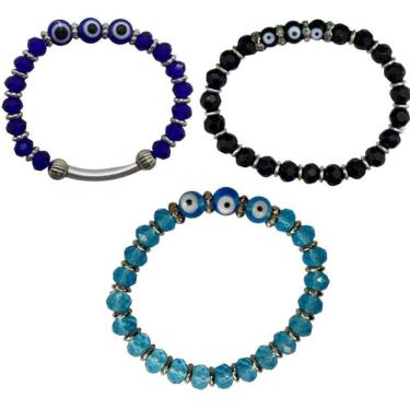 Imagem de Pulseira 3 Olhos Gregos Contra Inveja - Escolha A Cor