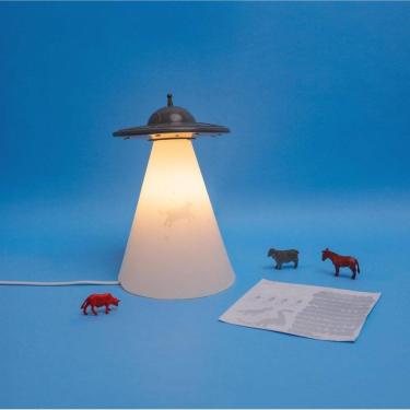 Imagem de Luminária de Mesa Ovni Branco e Cinza