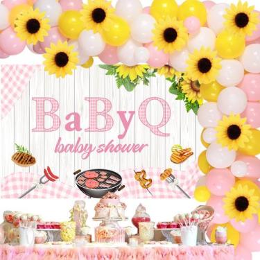 Imagem de Decorações de chá de bebê Cheereveal BBQ Baby Q para meninas