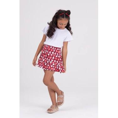 Imagem de Conjunto Cropped Infantil Saia Rodada Branco - Vida Costeira Oficial, 