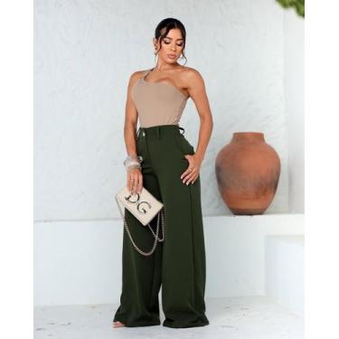 Imagem de Calça pantalona social alfaiataria premium cintura alta casual moda el