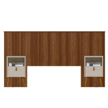 Imagem de Kit Cabeceira Casal 240cm Com Mesa De Cabeceira Freijó - LYAM DECOR