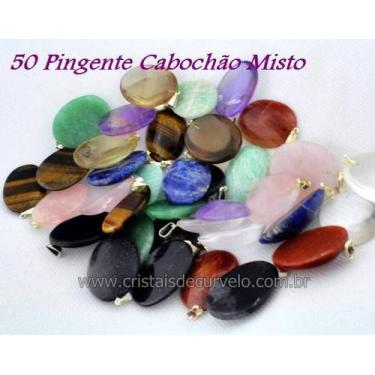 Imagem de 50 Pingentes Cabochão de Pedra Natural Misto com Montagem em Pino e Ar