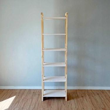 Imagem de Estante 6 Prateleiras de Madeira Pinus Linea Slim Branco e Natural - A