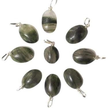 Imagem de Pingente Cabochão Oval de Epidoto Verde 20mm com Pino de Prata 950 - A