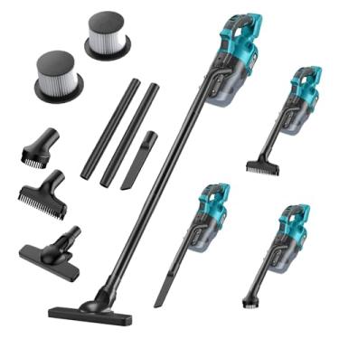 Imagem de Gruecoinno Aspirador de pó sem fio para bateria Makita de 18 V, aspirador de pó portátil de 500 W com filtro lavável, aspirador portátil para chão, tapete, carro, madeira, pelos de animais domésticos