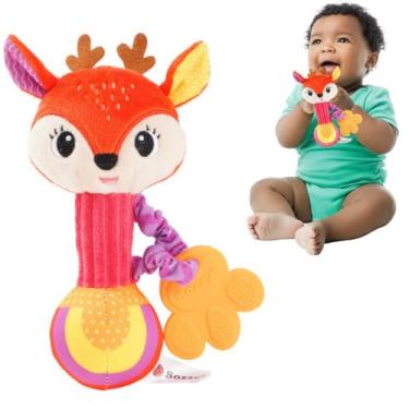 Imagem de Teethers Brinquedo Chocalho Tecido Mordedor Para Bebe (Alce, Unico)