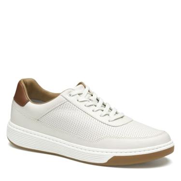 Imagem de Johnston & Murphy Tênis masculino Dawson Perfed U-Throat, sapatos casuais masculinos, sola de borracha para homens, Branco, 40