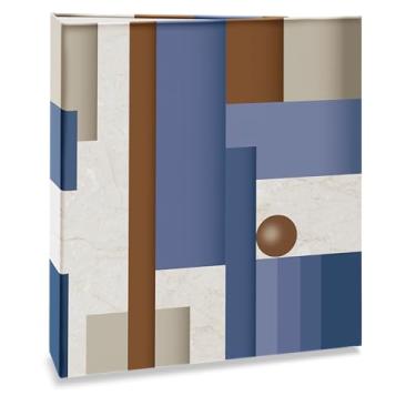 Imagem de Álbum de fotos Ical, encadernação fichário, para 200 fotos 10x15cm - envelope plástico branco - linha Formas - modelo geométrico - azul e marrom - 350
