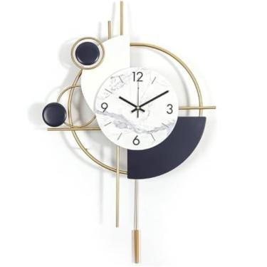 Imagem de WYUYIWH Relógio de parede quarto casa relógio de parede de metal criativo moderno decoração de casa silencioso, sem tique-taque, fácil de ler, para escritório em casa, cozinha, relógios de parede para