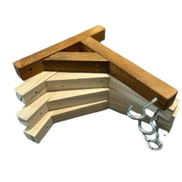 Imagem de Kit 4 Mão Francesa Pendurar Vaso Parede Madeira Verniz 15x15cm Varanda Suporte Para Vaso De Planta