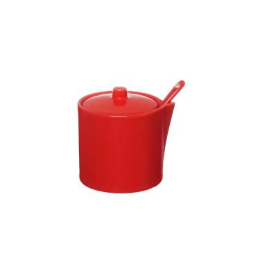 Imagem de Açucareiro de Porcelana com Colher Manhattan Vermelho 300 ml