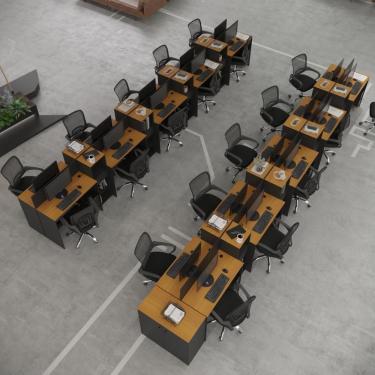 Imagem de Estação De Trabalho 20 Lugares Office Tech 20 Mesas 16 Armár - Preto E Cedro Preto E Cedro