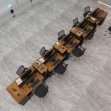 Imagem de Estação De Trabalho 10 Lugares Tech Office 10 Mesas 8 Armári - Preto E Cedro Preto E Cedro