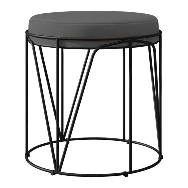 Imagem de Puff Decorativo Aramado Preto Zaya L02 Suede Cinza - Lyam Decor