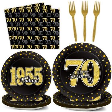Imagem de Louça de festa ZOIIWA 96 unidades, 70º tema, aniversário, vintage, 195