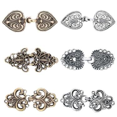 Imagem de YVPSI 6 peças de clipes de suéter para cardigãs clipe de colarinho para apertar vestido vintage clipes de xaile para roupas femininas (bronze prata)