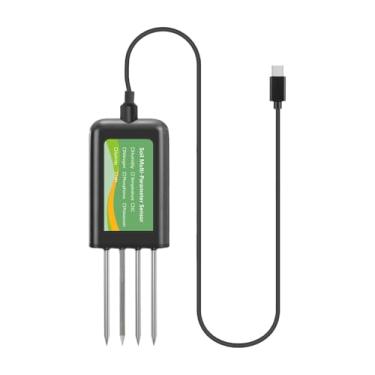 Imagem de WeiLaiKeQi Medidor de pH do solo 8 em 1, testador de fertilidade, temperatura, acidez e umidade para campos agrícolas e jardinagem