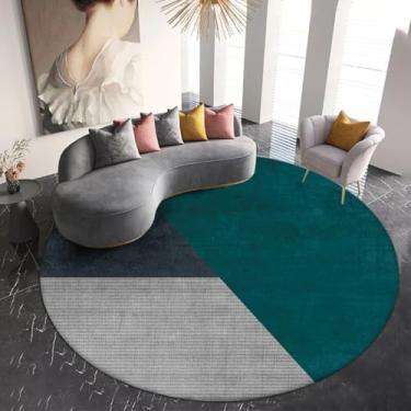 Imagem de Tapetes redondos de pelo curto para decoração de sala de estar Tapetes para decoração de quarto Tapete espesso (200x200cm/E-68)