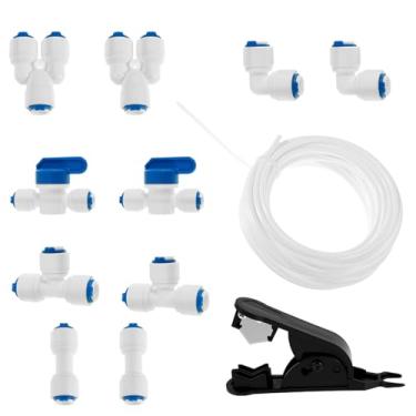 Imagem de Kit profissional de tubulação de ar kit de linha de água inclui tubo de 10 m, 10 acessórios e cortador de tubo para sistemas de filtro RO de máquina de gelo de geladeira (branco)