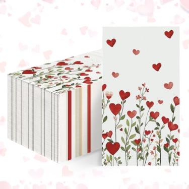Imagem de Horaldaily 50 guardanapos decorativos de papel descartável para convidados, flor amor corações toalha de mão para festa almoço jantar cozinha banheiro