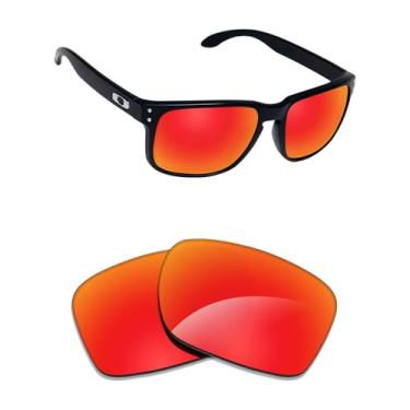 Imagem de Alphax Lentes de reposição polarizadas espelhadas vermelho fogo para óculos de sol Oakley Eye Jacket Redux OO9438