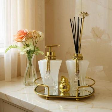 Imagem de Kit Lavabo Banheiro Com Difusor Saboneteira e Bandeja Super Luxo - R&S