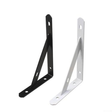 Imagem de Suporte de prateleira de metal em forma de L, suporte de canto resistente, suporte de ângulo reto, para estante, cozinha, sala de estar (preto, 20 cm)