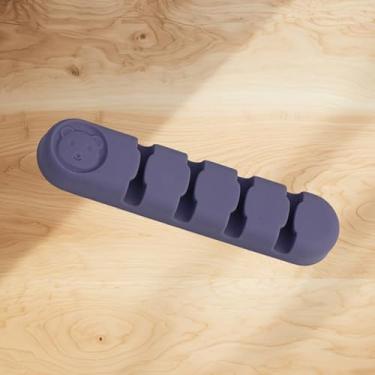 Imagem de Estojo organizador de cabos USB fashion de silicone para mesa, fios de escritório e cabos de dados na mesa, 4 furos, cinza, 9