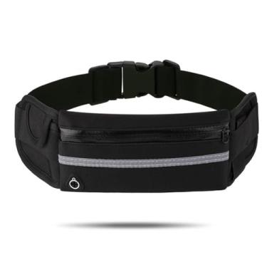 Imagem de Bolsa de cintura refletiva para corrida com cinto ajustável e bolso com zíper – durável, design elegante para corrida, corrida, ciclismo e fitness, preta