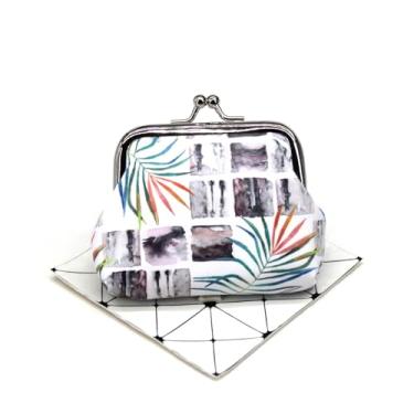 Imagem de Bolsa feminina pequena para moedas com fivela floral fofa, porta-moedas, vintage, beijo, cadeado, carteira de flores a granel 1, Folha 1, Folhas naturais