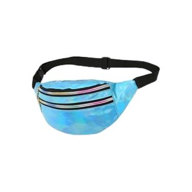 Imagem de Bolsa de peito feminina, bolsa de cintura de grande capacidade com alça ajustável, pochete transversal versátil para uso ao ar livre para mulheres, Laser azul, One Size, uso diário