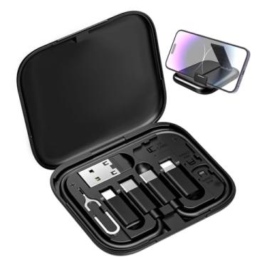 Imagem de Caixa de armazenamento de gerenciamento de cabos com cabo de carregamento e suporte de cartão, estojo organizador de cabos de mesa para uso em casa, escritório