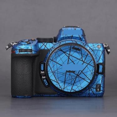 Imagem de Z 5 Adesivo protetor de corpo da câmera revestimento decalque skin para Nikon Z5 película de vinil sem espelho (azul cruzado)