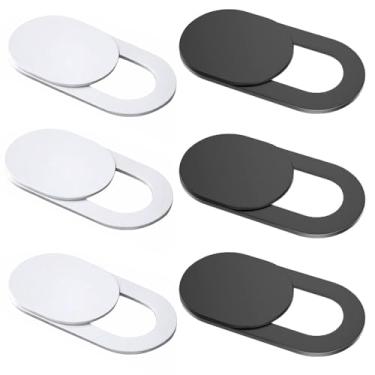 Imagem de Slide de capa de webcam (6 peças), capa de câmera ultrafina para câmera de privacidade para laptop/celular/iPad/PC/tablet, ótimo para proteger sua privacidade e segurança - (3 brancos + 3 preto)