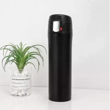 Imagem de Garrafa Térmica 500ml Aço Inox Inquebrável VacuumCup – Mantém Quente ou Frio 24h, Tampa Fast Click, Portátil, Design Moderno e Cores Variadas| Preto