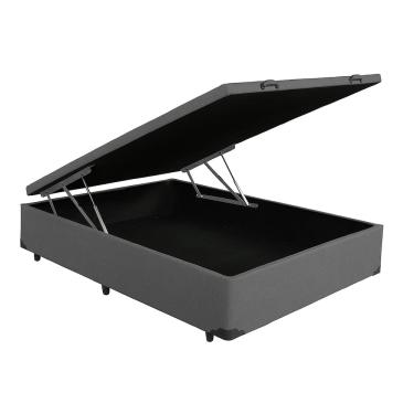 Imagem de Cama Box Casal Baú Suede Cinza 138x188x35 - Fábrica de tudo