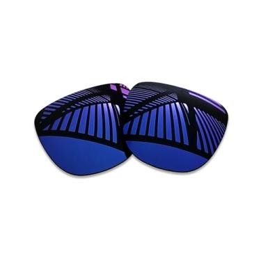 Imagem de MYCOURAG Lentes de reposição polarizadas com proteção UV para óculos de sol Ray-Ban RW4012 Wayfarer (Geração 2) 53 mm – Azul meia-noite espelhado revestido polarizado