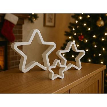 Imagem de Conjunto 3 Estrelas Decorativas PLA - Estrela Grande 9cm para Decoração Natalina e Mesa(Preta)