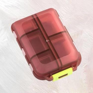 Imagem de Caixa de medicamentos de plástico à prova d'água com 10 compartimentos com fivela organizador semanal portátil de medicamentos para viagens e uso doméstico, perfeito para armazenamento e gerenciamento