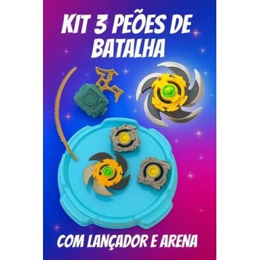 Imagem de Kit 3 Beyblade + Arena + Lançador - Brinquedo Infantil - Arktoys