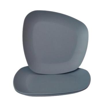 Imagem de Jogo 03 Pratos Plastico Duro Resistente Refeições Azul - Azzu