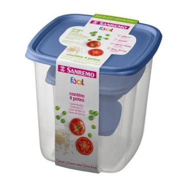 Imagem de Jogo 4 Potes Plásticos Herméticos 200ml - 800ml - 1,7L - 4,5L - Sanrem