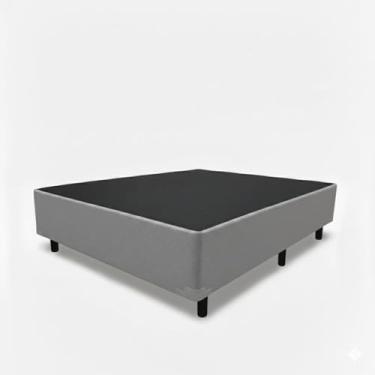 Imagem de Cama Box Casal 138 com Pés de Madeira (Corino, Cinza)