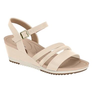 Imagem de Anabela Três Tiras com Strass Modare (Creme, BR, Adulto, Numérico, 35)