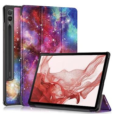 Imagem de Yiernuo Capa para tablet Samsung Galaxy Tab S9 FE+ Plus, Galaxy Tab S9 + Plus 12.4 2023 SM-X610/X616 X810/X816B/X818U, capa fina e leve de três dobras para PC com função despertar/hibernar automática,